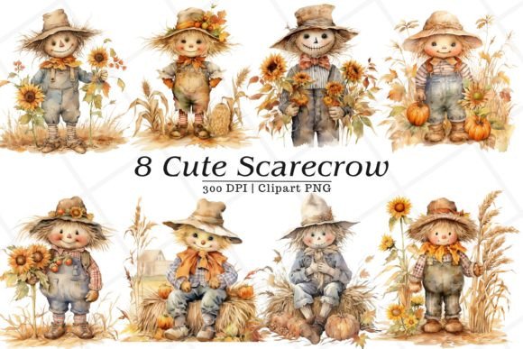 Download Cute Scarecrow Watercolor Clipart - Cute scarecrow Collection