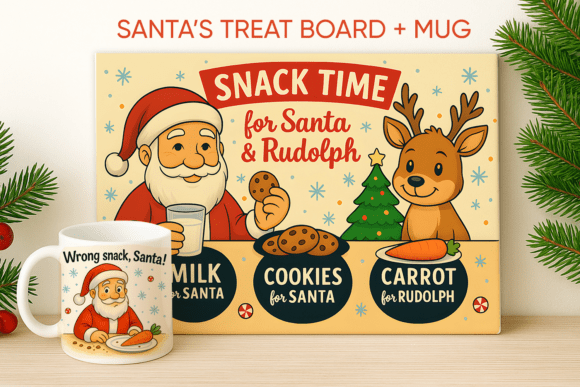 Download Santa Treat Cutting Board, Christmas Mug - Premium Resources