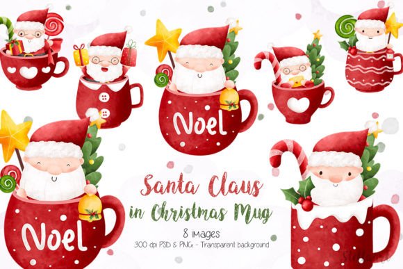 Download Santa Claus in Christmas Mug Clipart - Christmas mug Collection
