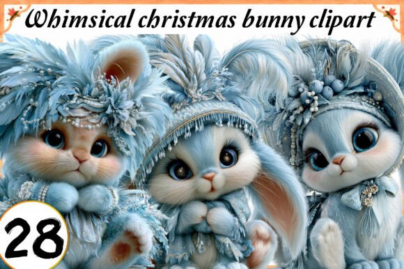 Download Whimsical Christmas Bunny Clipart Bundle - Christmas bunny Collection