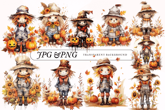 Download Cute Scarecrow Bundle Clip Art Halloween - Cute scarecrow Collection