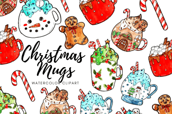 Download Watercolor Christmas Mug Clipart - Christmas mug Collection
