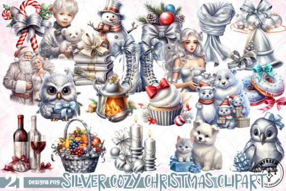 Download Silver Cozy Christmas Clipart PNG - Premium Bundle