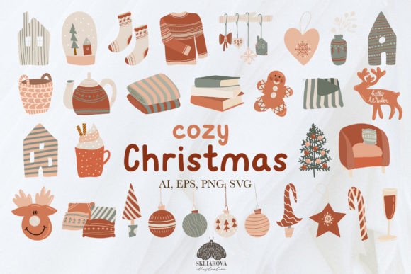 Download Cozy Christmas Clipart SVG PNG EPS - Premium Bundle