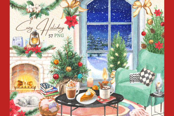 Download Watercolor Cozy Christmas Clipart Set - Premium Resources